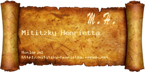 Mititzky Henrietta névjegykártya